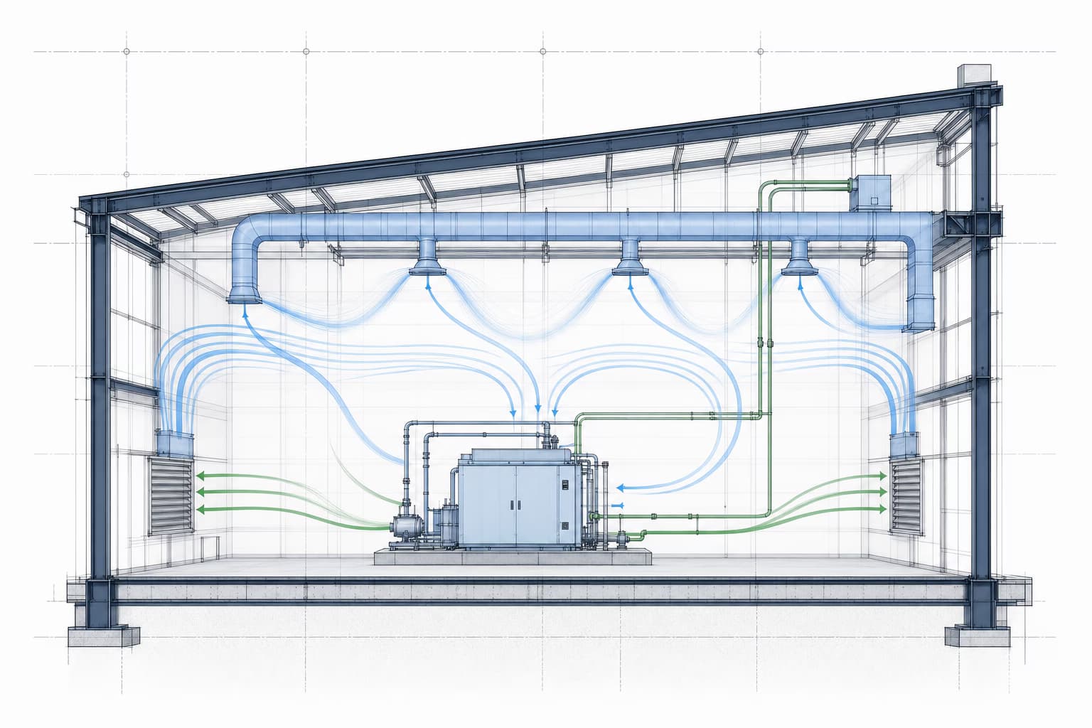 Conceptual airflow and thermal performance study for an R&D or flex environment.